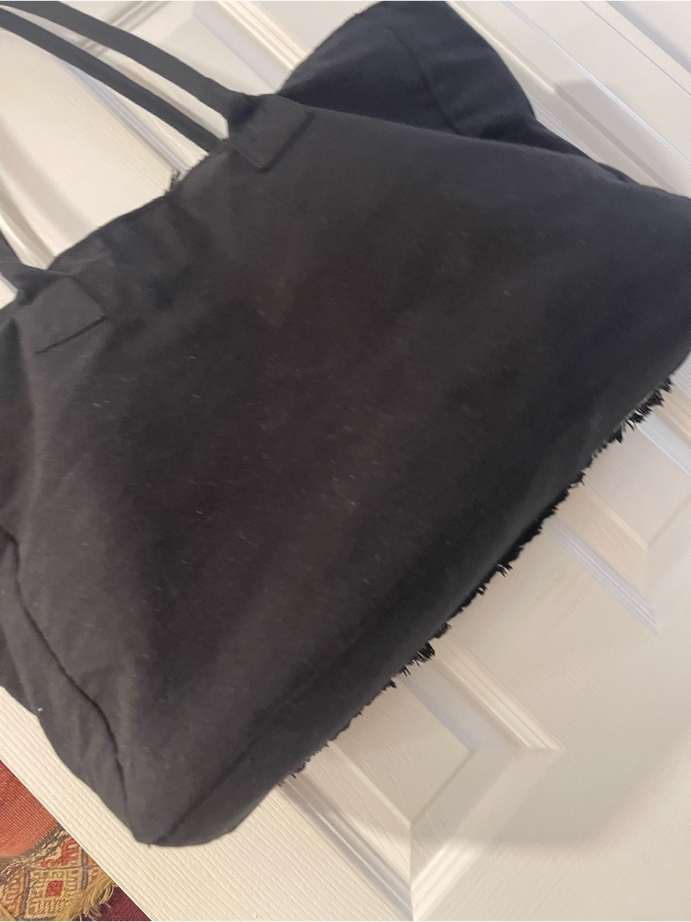 Faux Shag Rug Mosaic Tote Bag in Olive & Rust - Picture 9 of 16